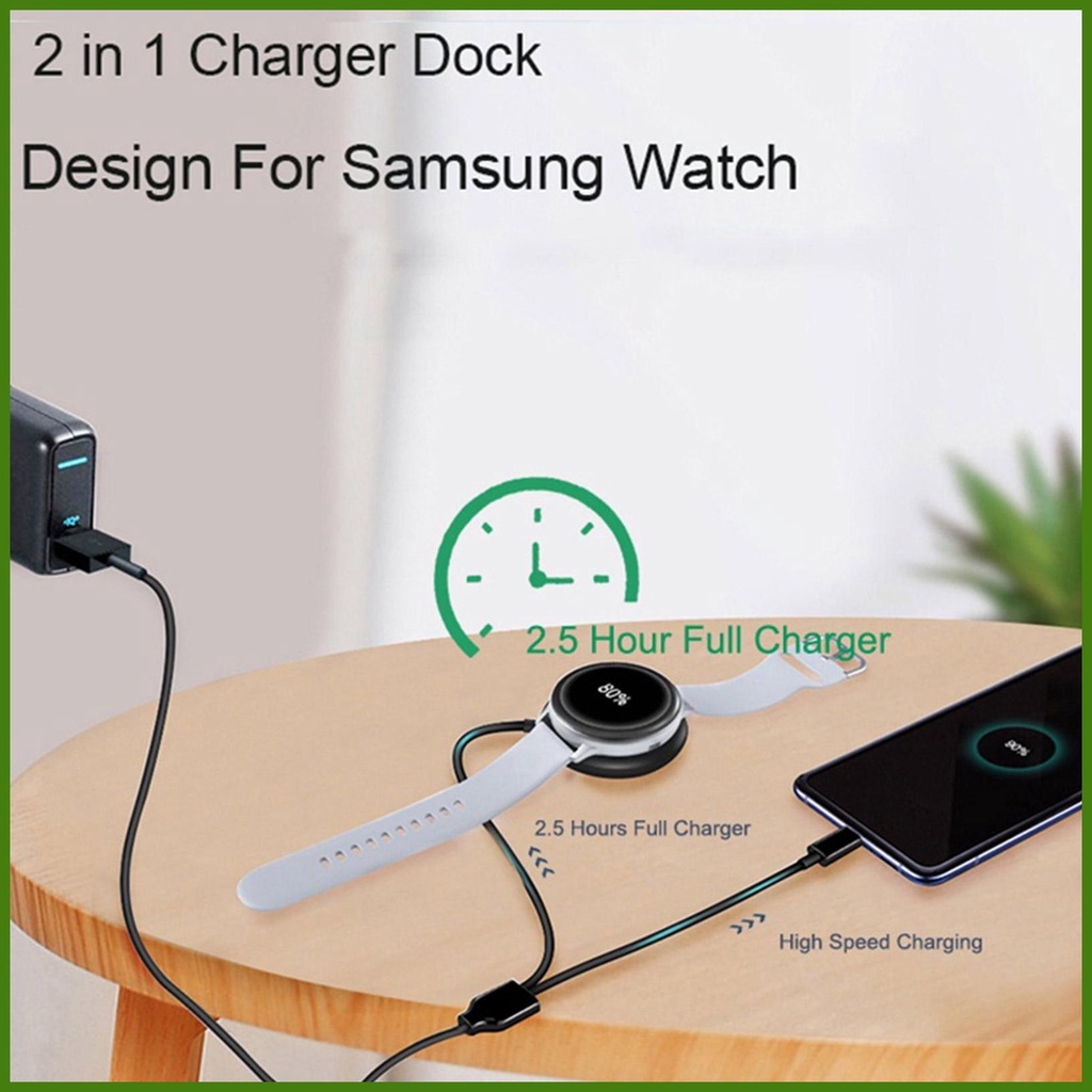 Đế Sạc Từ Tính Không Dây 2 Trong 1 Cho Đồng Hồ Thông Minh Samsung Galaxy Watch 3/Active/Active 2
