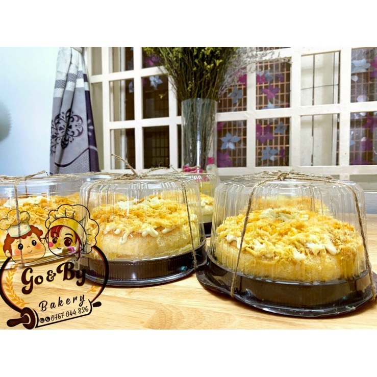 50c Hộp A016 đế đen đựng bánh bao đào tiên, bông lan trứng muối, bánh kem 15cm
