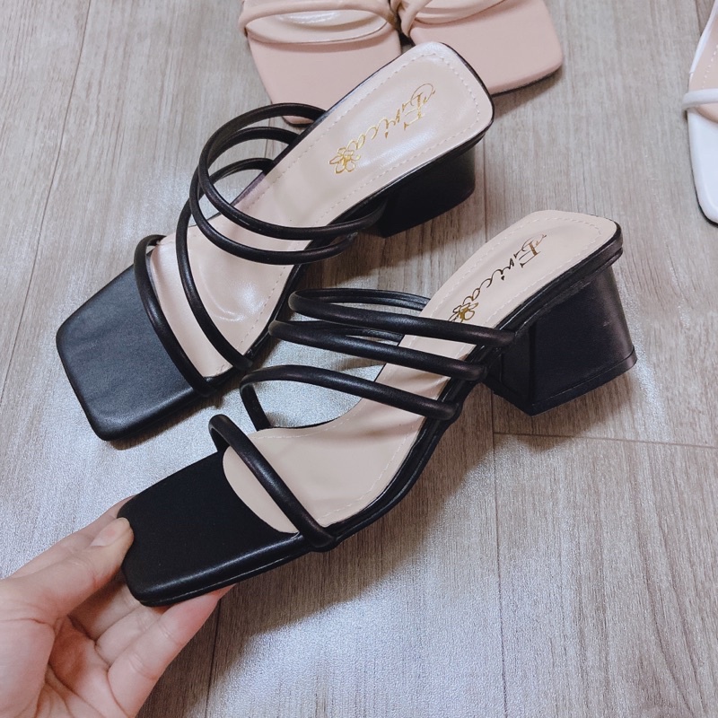 Giày cao gót siêu chảnh 5cm da mềm quai mảnh gót vuông