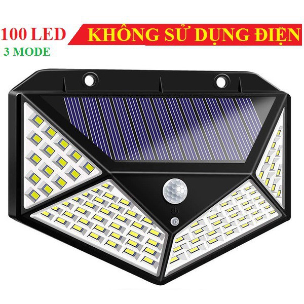 Đèn Led Năng Lượng Mặt Trời 100 Led Cảm Ứng Hồng Ngoại - 3 Chế Độ