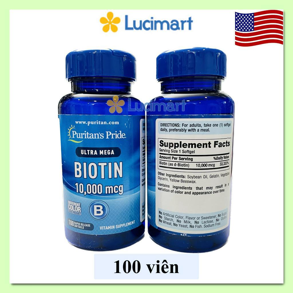 Viên uống Biotin 10000mcg hỗ trợ da, móng, tóc Puritan’s Pride [Hàng Mỹ]