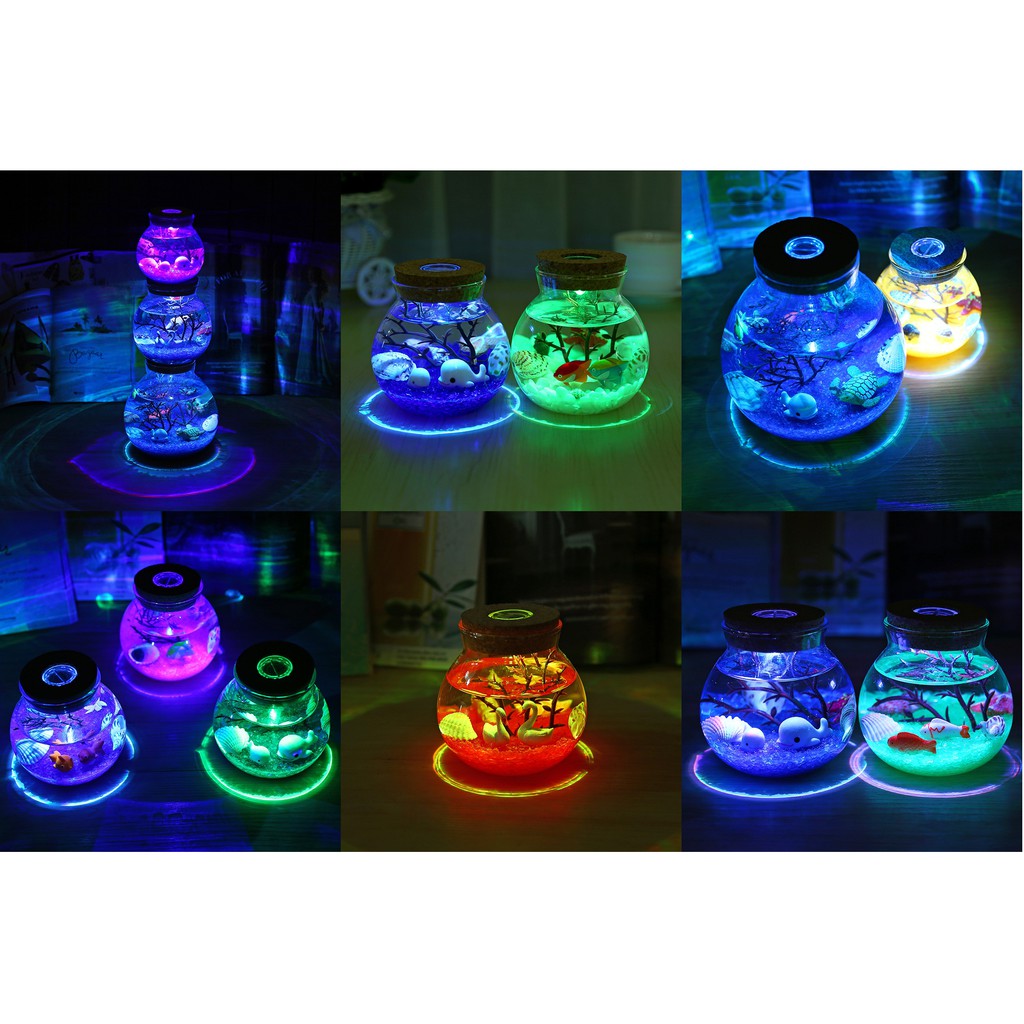 Bể cá cảnh giả hình tròn để bàn có đèn led