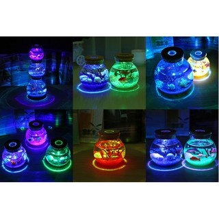 Bể cá cảnh giả hình tròn để bàn có đèn led
