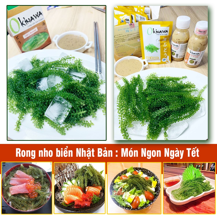 Rong Nho Okinawa Hộp 18 gói Và 2 Chai Sốt Mè Thơm Ngon Chính Hãng