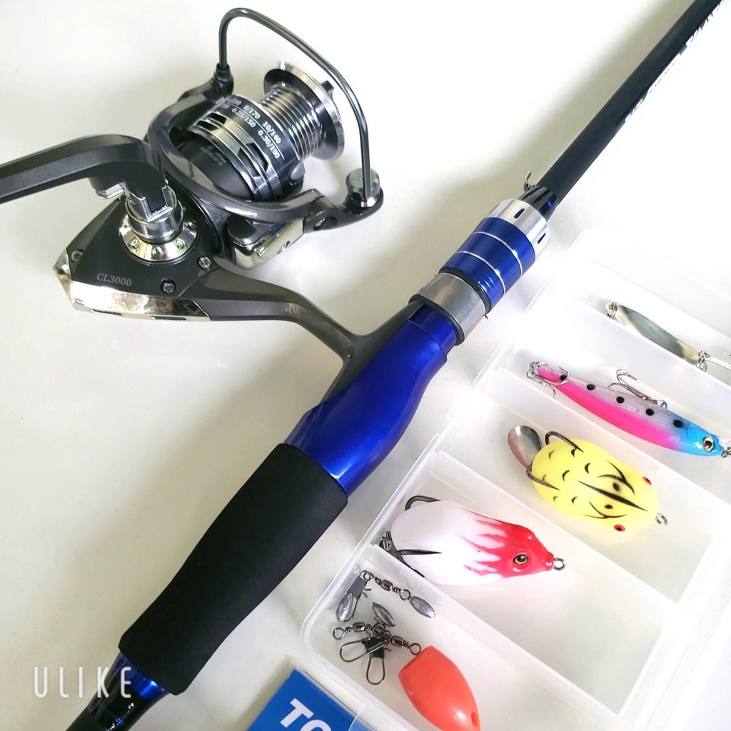 Bộ cần câu cá lure máy đứng 1.65m - 1.8m - 2.1m - 2.4m + Máy kim loại + dây câu lure + hộp mồi lure