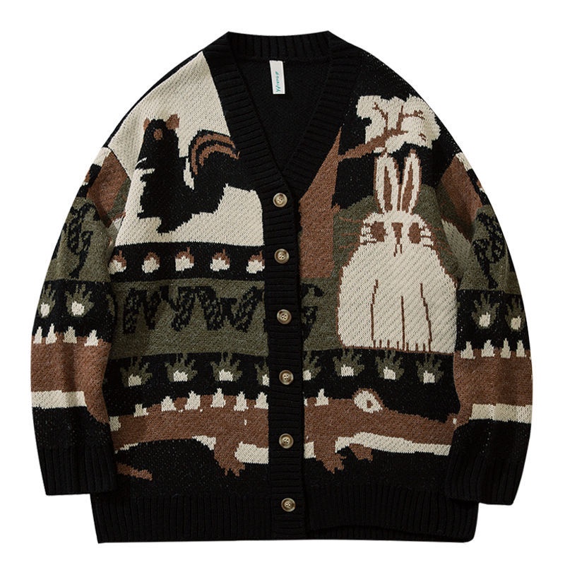 Áo Khoác Cardigan Dệt Kim Dáng Rộng Thời Trang Xuân Thu 4 Kiểu Retro Cho Nam Giới Có Size M-3Xl