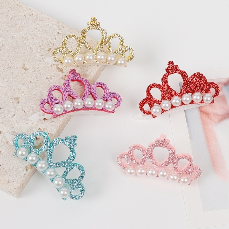 Kẹp Tóc Hình Vương Miện Đính Ngọc Trai Dễ Thương Cho Thú Cưng