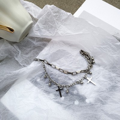 Vòng Tay Thép Titan Mặt Thánh Giá B683 Phong Cách Độc Đáo