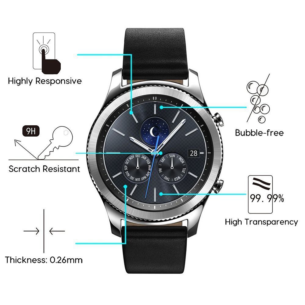 Set 2 Kính Cường Lực Cao Cấp Bảo Vệ Màn Hình Cho Samsung Gear S3 Frontier / Classic