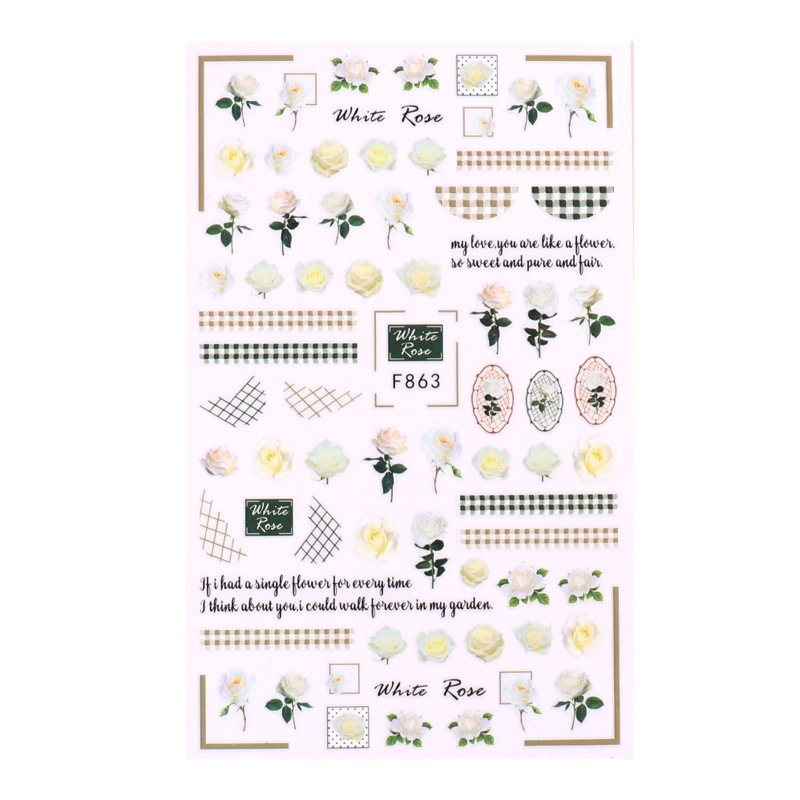 Set 6 / 10 Tấm Hình Dán Hoa Hồng Trang Trí Móng Tay Nghệ Thuật