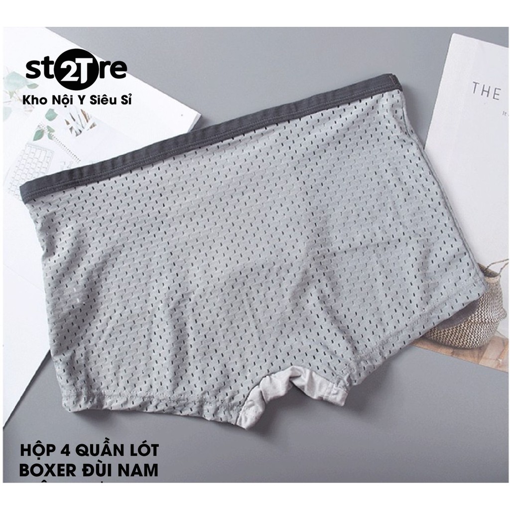 HỘP 4 QUẦN LÓT BOXER ĐÙI NAM THÔNG HƠI MEN'S NAM TÍNH MẠNH MẼ