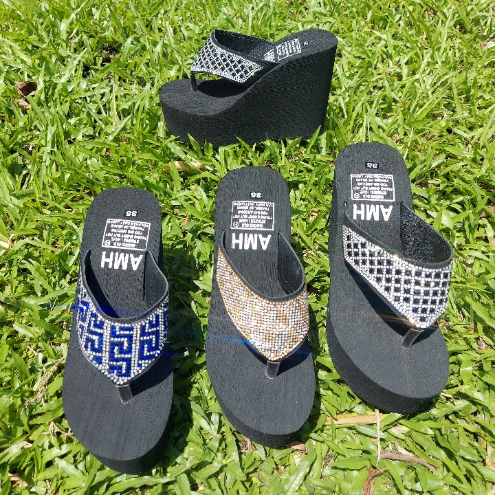 DÉP KẸP NỮ QUAI ĐÍNH ĐÁ CAO 9CM-12CM