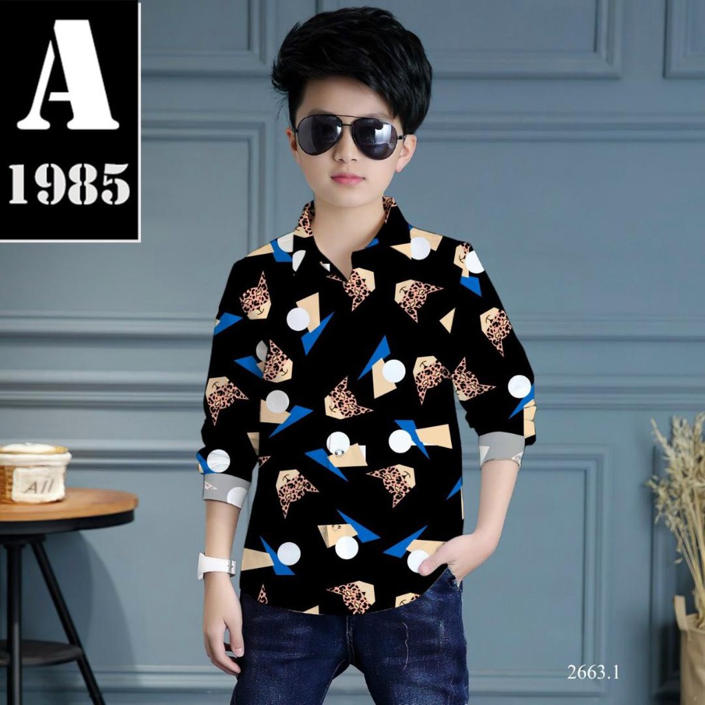 ÁO SƠ MI BÉ TRAI TAY DÀI VẢI LỤA MỀM MÁT, CƯC DỄ THƯƠNG, KHÔNG PHAI MÀU, SẮC NÉT, TỪ 15-42KG