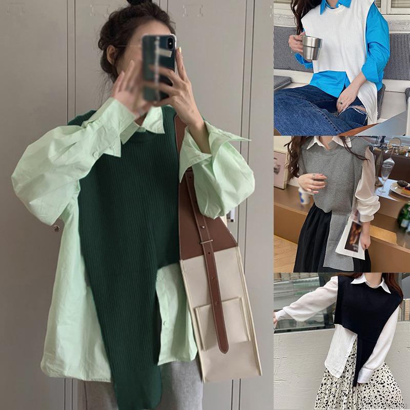 Áo len croptop không tay cổ tròn màu sắc đơn giản dành cho nữ