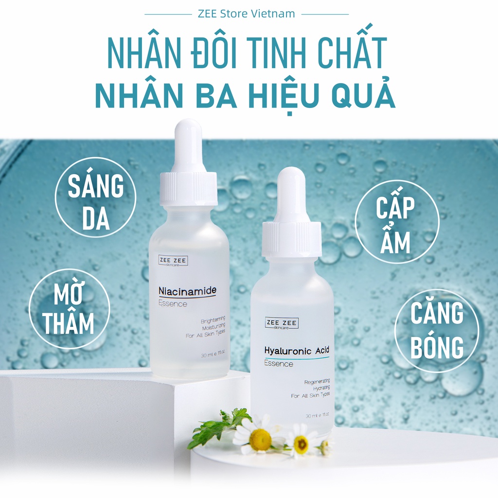 Bộ sản phẩm tinh chất sáng da mờ thâm cấp ẩm kèm tẩy da môi tùy chọn | ZEE ZEE skincare