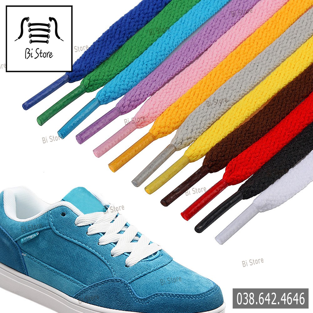 [Bảng 29 màu] Dây giày dẹt 6 màu hot trend đủ chiều dài dành cho các loại giày thể thao / sneaker nam nữ cổ cao, cổ thấp
