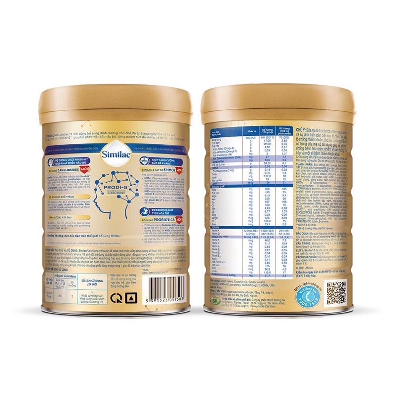 Sữa Similac số 3 (900g) Mẫu Mới IQ Plus HMO (Mẫu mới 5G)