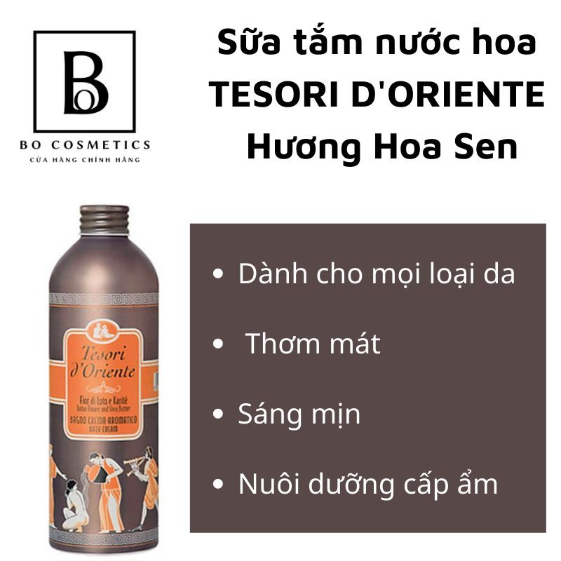 Sữa Tắm Xích Nước Hoa TESORI D' Oriente Hương Hoa Sen Kèm Vòi 500ml (Made In ITALY) Lưu Hương Tận 14 tiếng