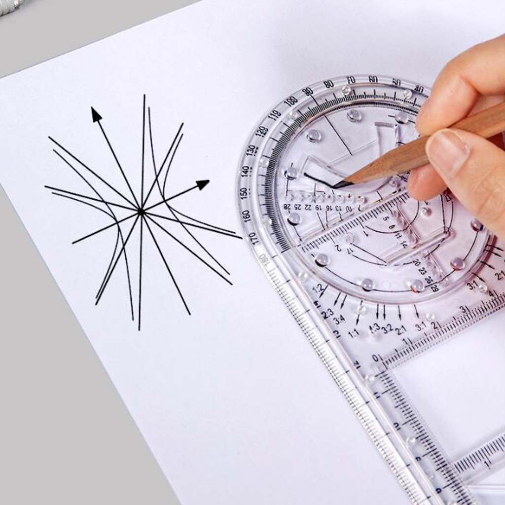 Bộ 2 Thước Kẻ Đa Năng Họa Tiết Hình Học 3D Thông Dụng Cho Học Sinh