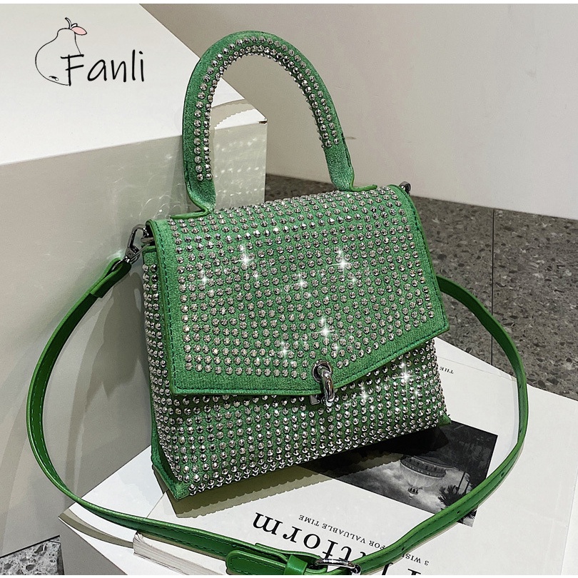 Túi Đeo Chéo Dáng Vuông Nhỏ Đính Đá Kiểu retro Thời Trang Mới