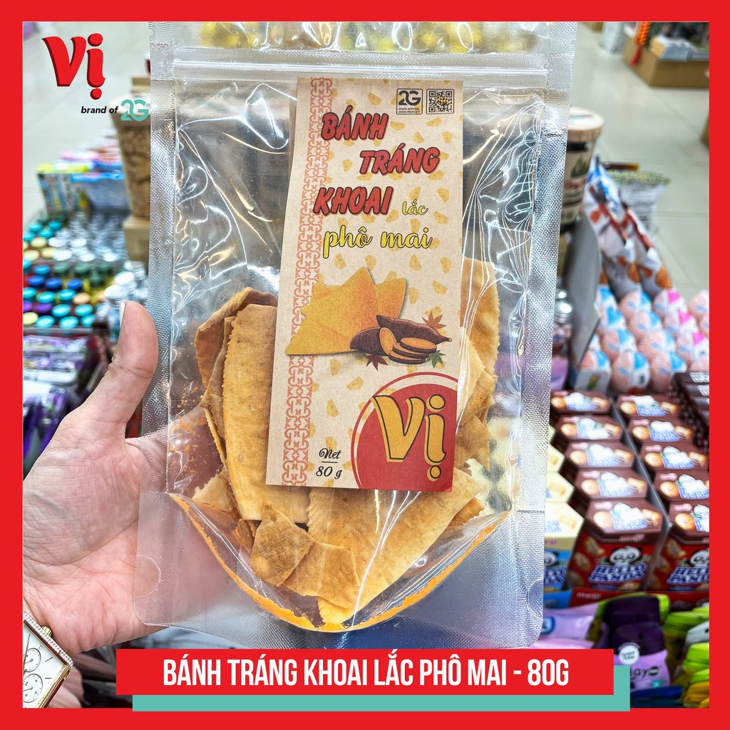 (Combo tiết kiệm) 4 gói Bánh tráng khoai lắc phomai Vị- Túi 80g- Đặc sản Bến Tre