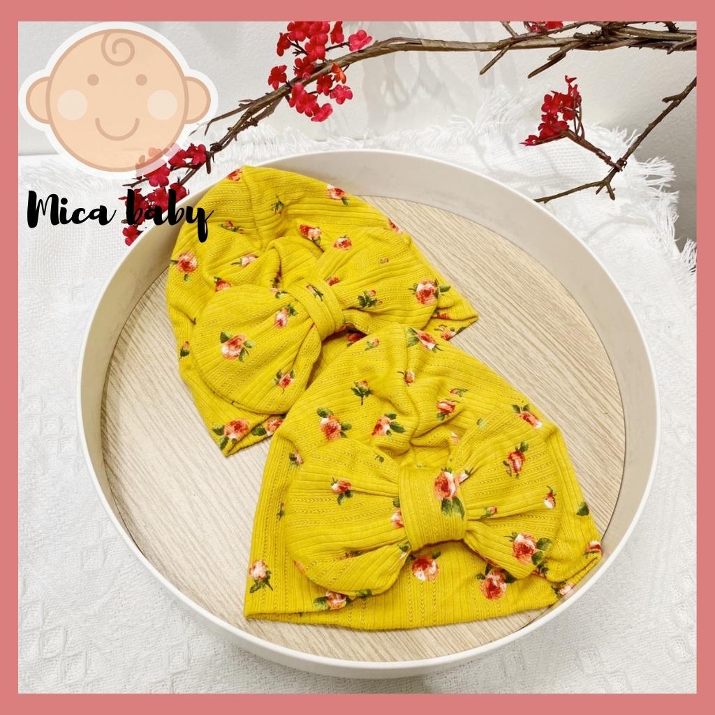 Mũ nón turban thắt nơ vàng hoa sao đỏ dễ thương cho bé Mica baby MTB81
