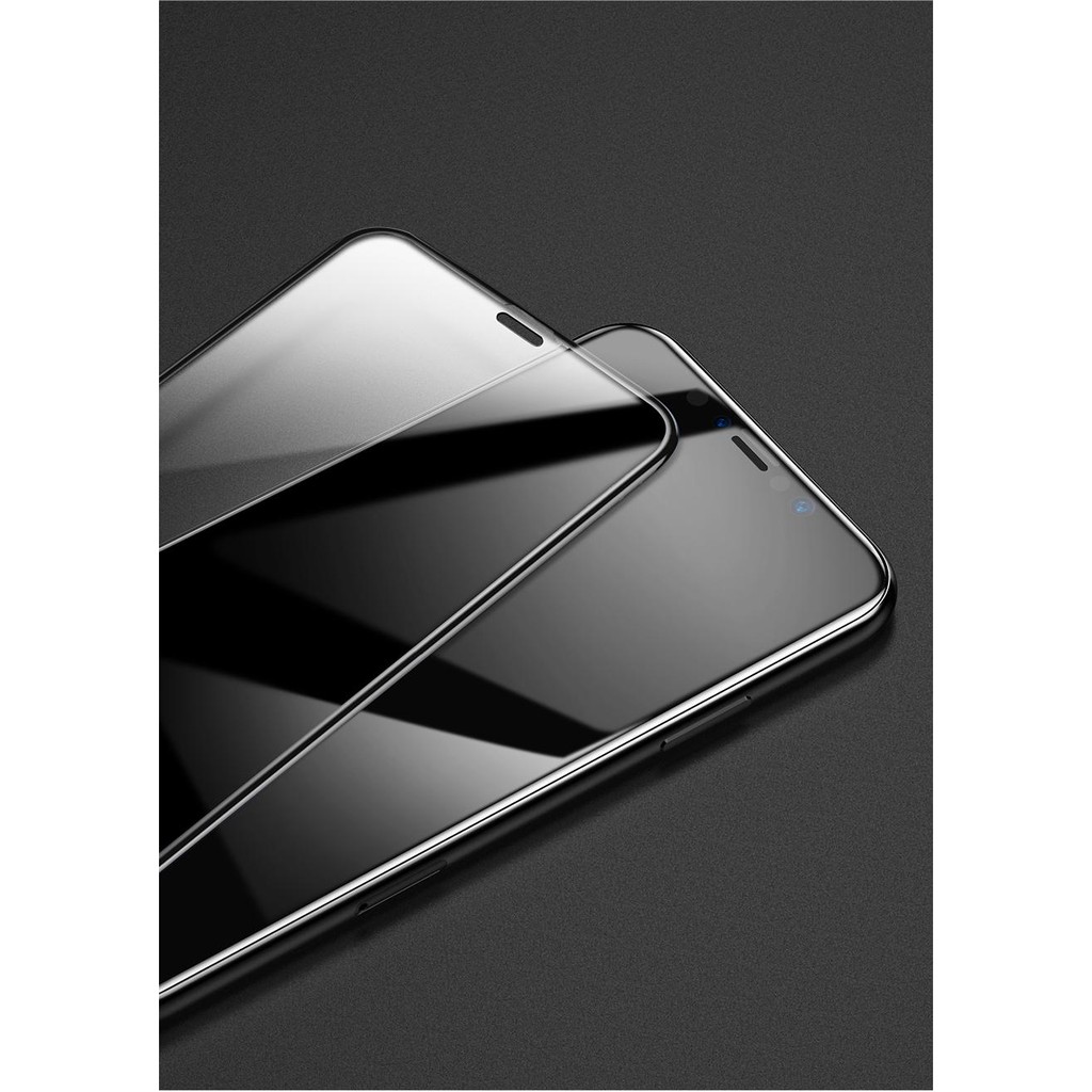 Combo 2 kính cường lực 0.3 mm kín màn cho Iphone Pro Max (6.5 inch 2019) kèm khung hỗ trợ dán hãng Baseus