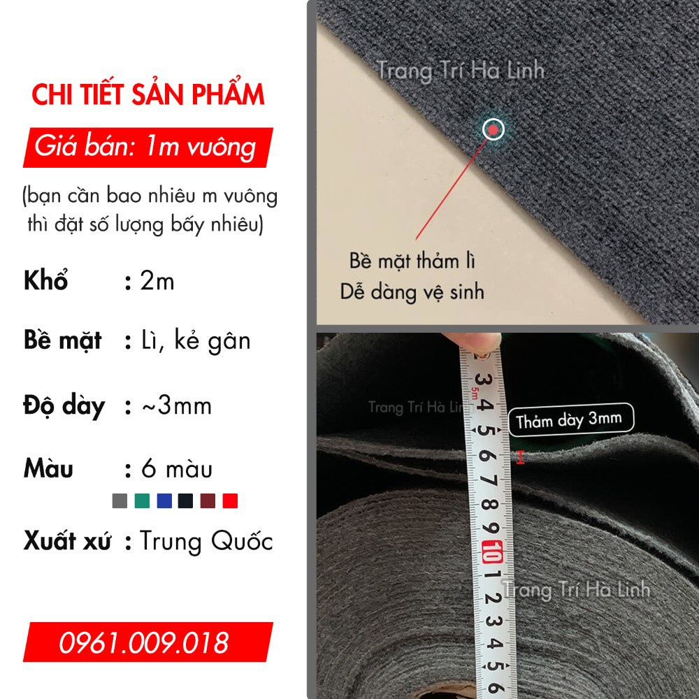 Thảm trải sàn nỉ lót sàn phòng khách dạng cuộn trải văn phòng sự kiện giá rẻ 3mm nhiều màu