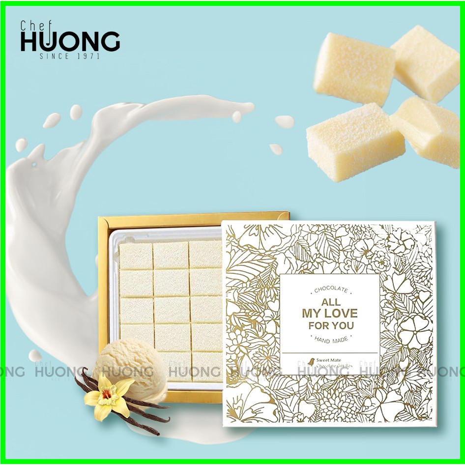 [Siêu ngon-Sạch-Chuẩn Nhật] Nama Chocolate White - Sô cô la vani phủ dừa Nhật Bản - Socola Chef Huong