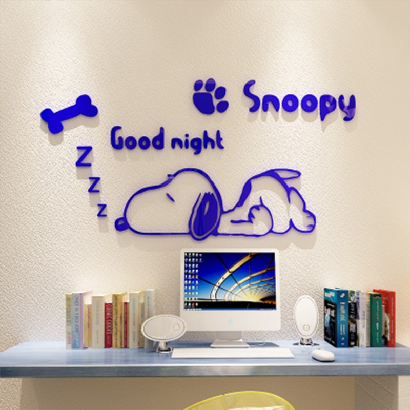 Cartoon Snoopy puppy 3D dán tường ba chiều cho phòng trẻ em, mẫu giáo, phòng khách, dán tường trang trí đầu giường phòng | BigBuy360 - bigbuy360.vn