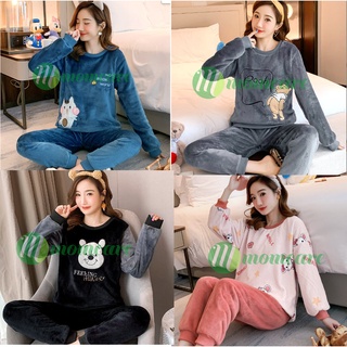 Bộ đồ ngủ nữ nỉ bông đẹp HÀNG QUẢNG CHÂU - Quần áo mặc nhà dài tay thời trang thu đông cao cấp, mềm, ấm giá rẻ Bigsize