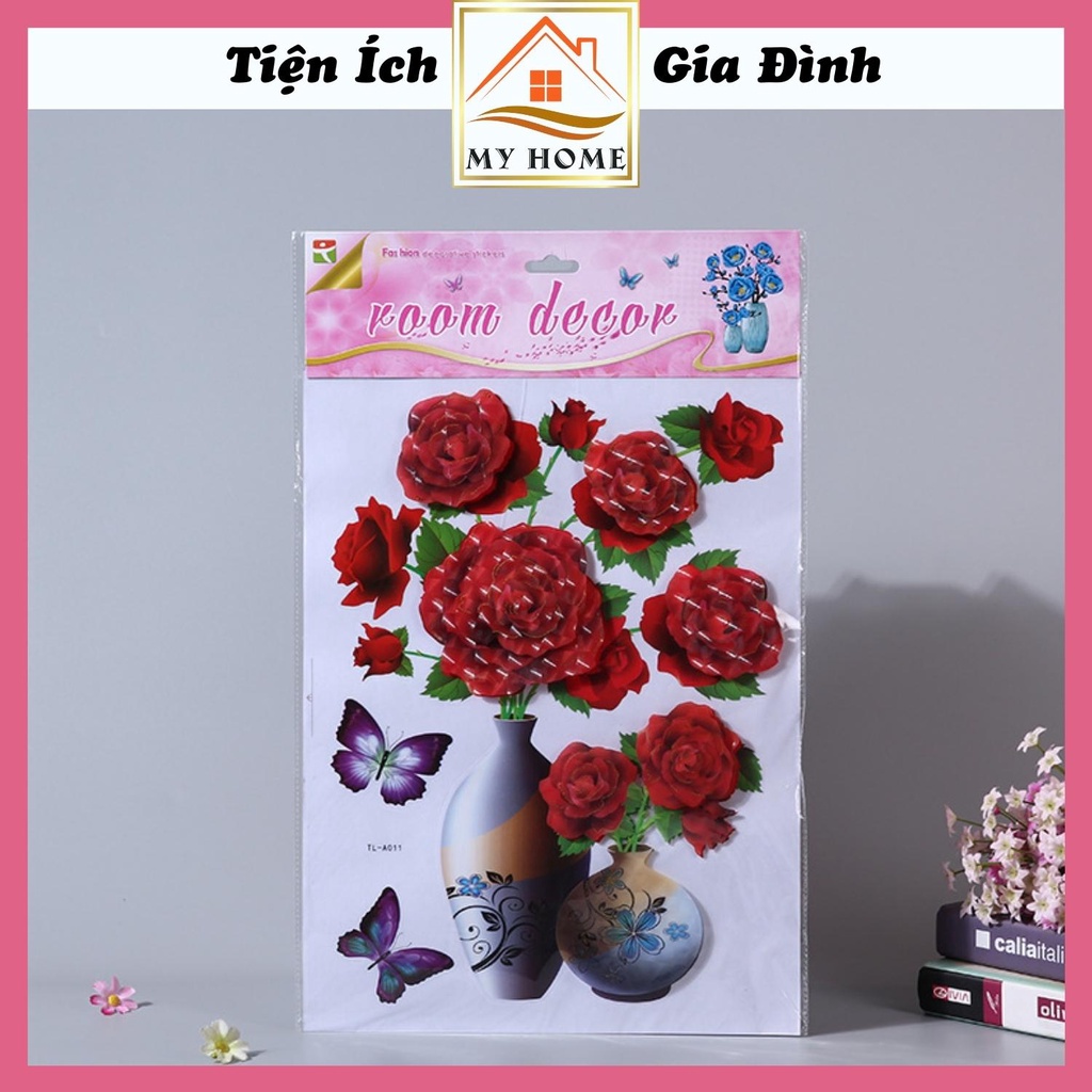 Tranh hoa 3D dán tường, tranh hoa nổi dán tường trang trí nhà cửa, decor phòng