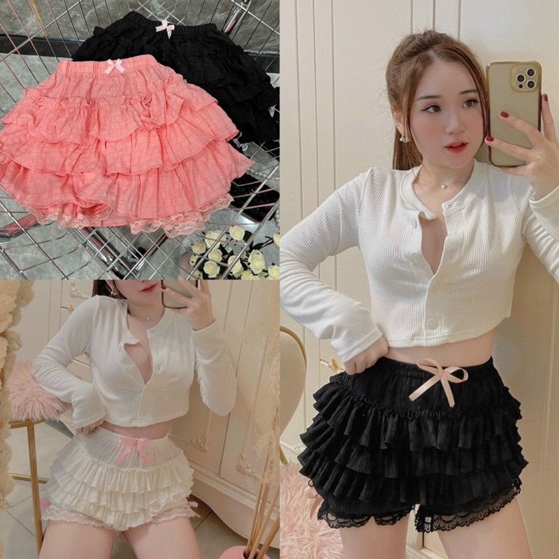 Quần Shorts Ren bèo 3 tầng QC cao cấp siêu Xinh