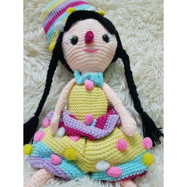 Gấu bông búp bê 55cm móc len handmade nhồi bông