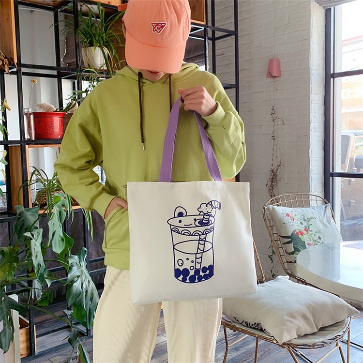 Túi tote vải canvas ulzzang unisex đeo vai giá rẻ vải mềm đi học vừa khổ A4 in hình cô gái 88STORE - TV012