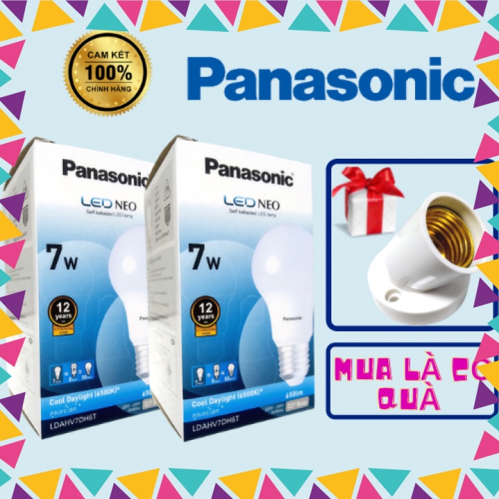 Combo 2 bóng đèn LED Bulb Neo Panasonic 7W (tặng đuôi đèn xoay)