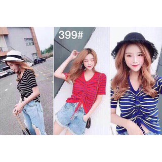 G27. 399. áo len kẻ rút dây dọc bụng