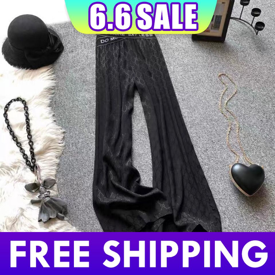 Quần dài màu đen ống rộng lưng cao tôn dáng hợp thời trang dành cho nữ