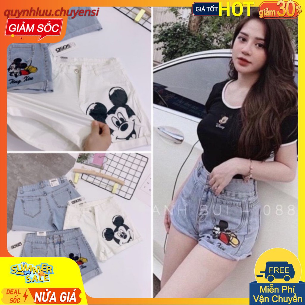 [QL.CS BÁN SỈ QUẦN JEAN SOC THÊU MICKY TÚI ỐP