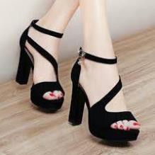 Giày cao gót 10cm đế đúp gót vuông chéo hông