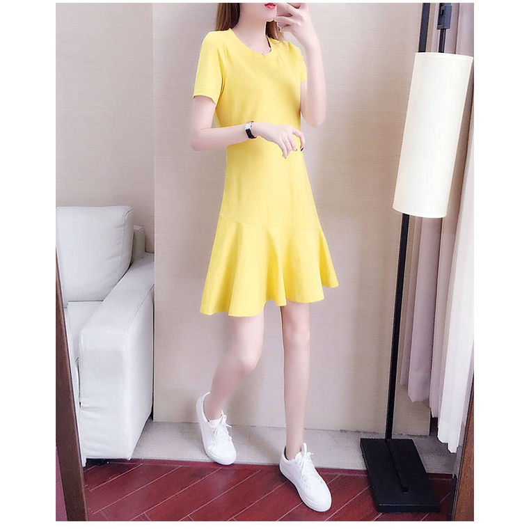 Đầm Đuôi Cá Tay Ngắn Ôm Dáng Phối Bèo Thời Trang Cho Nữ 40-90KG C8563