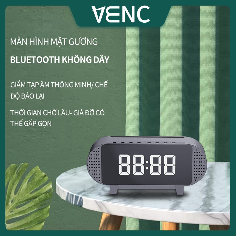 Loa bluetooth A19, đồng hồ mặt gương, mặt gương đèn LED, âm thanh chất lượng cao, thời gian chờ lâu, đèn ngủ