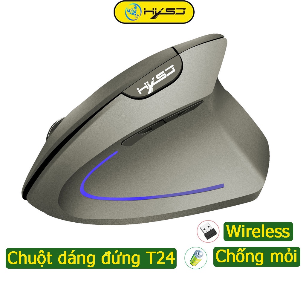 Chuột không dây kiểu đứng HXSJ T24 wireless USB 2.4GHz chống mỏi tay chuyên dùng cho pc laptop macbook ipad tivi