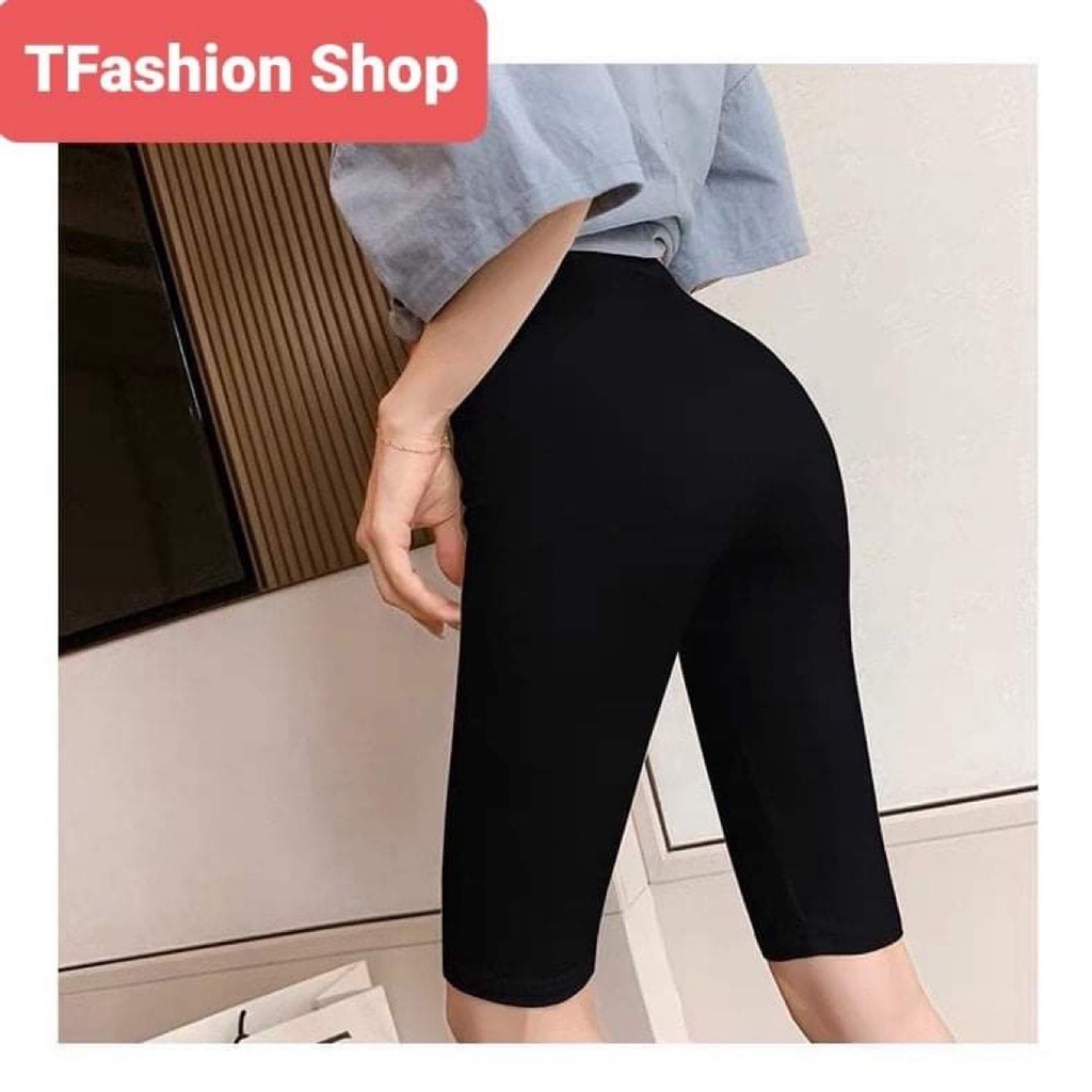 Quần legging lửng ngố đen trơn,Quần thun nâng mông co dãn cạp chun chất dày dặn thoải mái ôm dáng cực đẹp V01