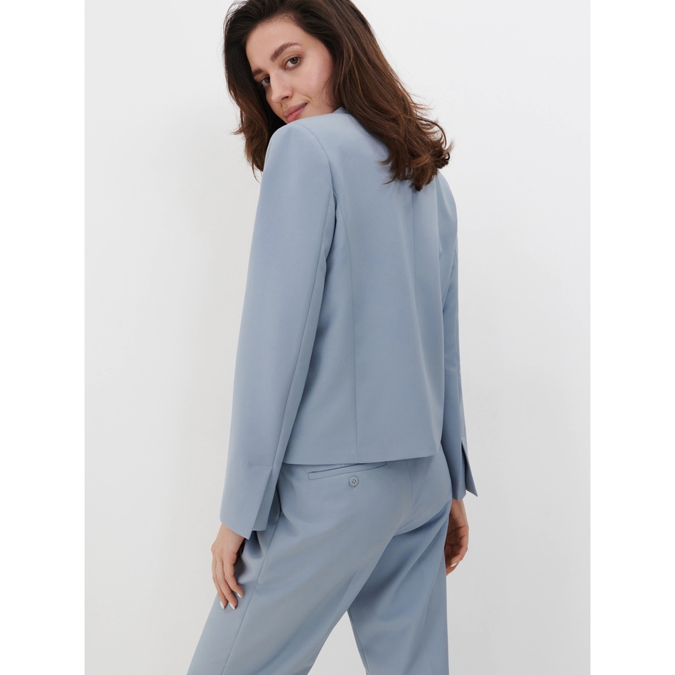 Sinsay Đức - Áo khoác blazer dáng ngắn màu xanh da trời túi đắp có độn vai auth cao cấp chính hãng có sẵn sale 5966J-50X