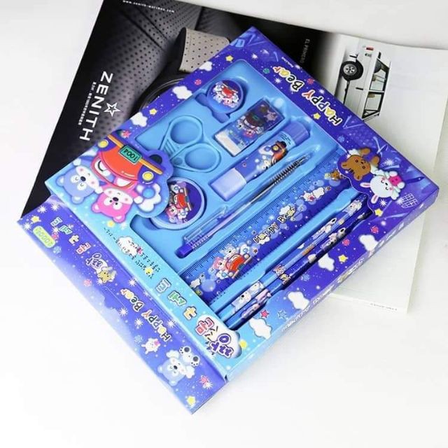 Bộ Dụng Cụ Học Tập 9 Món Họa Tiết Hoạt Hình Dễ Thương Cho Bé 88022 Tổng Kho Sỉ VP88