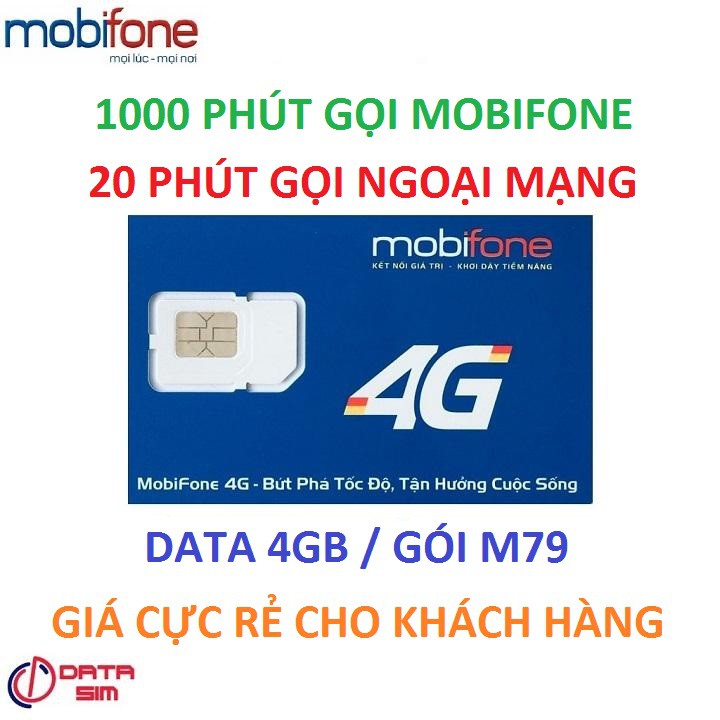 Sim 4G mobifone 1000phút mobi 20 phút liên mạng 4GB duy trì 79k