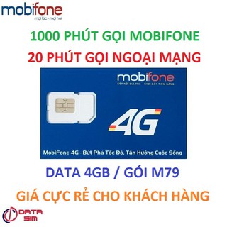 Sim 4g mobifone 1000phút mobi 20 phút liên mạng 4gb duy trì 79k