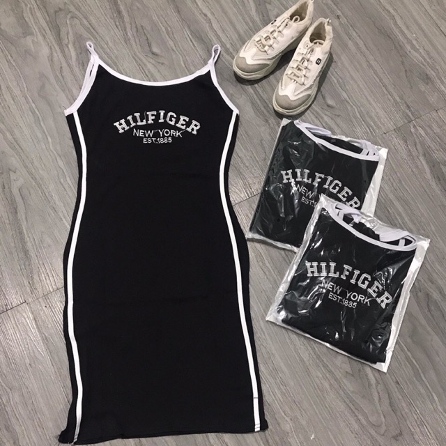 váy body 2 dây đen sọc trắng