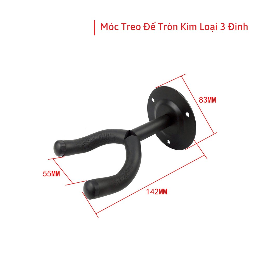 Móc treo đàn guitar, ukulele ngắn đế tròn kim loại 3 đinh chắc chắn Viet Passion